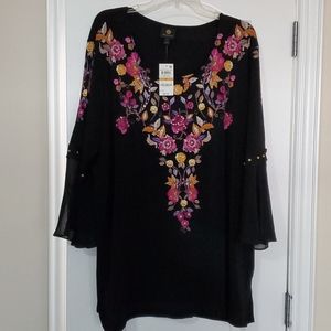 NWT JM Collection Black Blouse